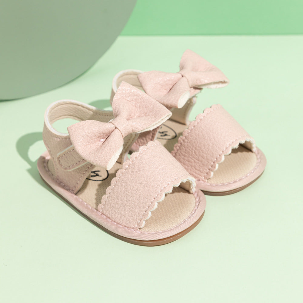 New summer sandals for girls with bowknot PU non-slip soft sole toddler shoes babyshoes