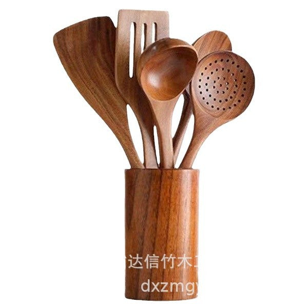 Cross-border acacia wood Amazon wooden shovel cooking shovel filter shovel wooden soup spoon colander wooden rice spoon noodle spoon set