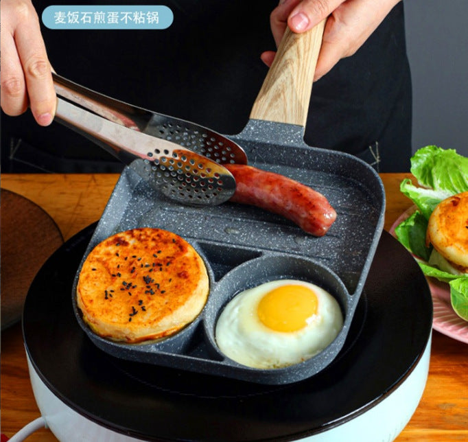 Cross-border new medical stone four-hole omelette pan pan non-stick steak breakfast burger frying pan foreign trade