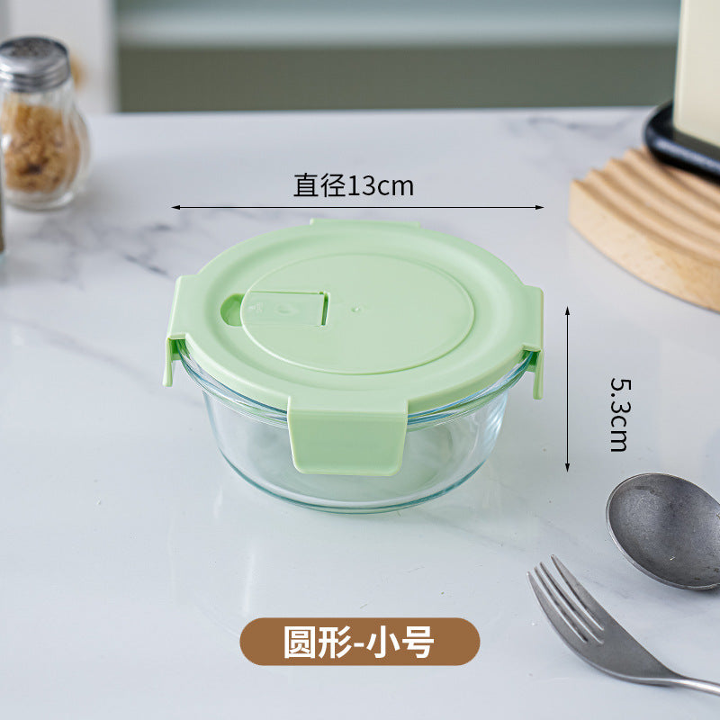 Glass lunch box can be put into the microwave student heating lunch box rectangular lunch box office worker fresh-keeping box household bowl