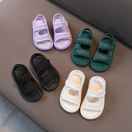 Korean children's sandals 2025 summer girls beach shoes baby soft bottom non-slip boys adjustable leisure sports trend