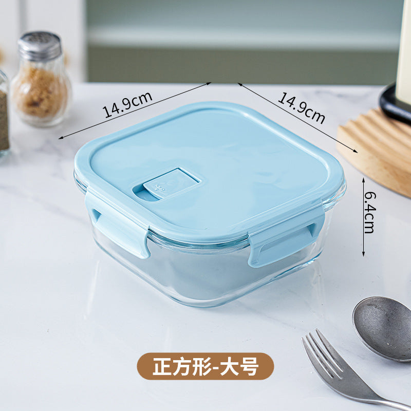 Glass lunch box can be put into the microwave student heating lunch box rectangular lunch box office worker fresh-keeping box household bowl