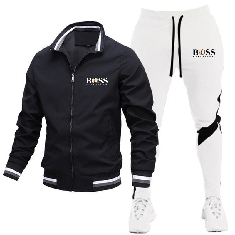 2022 new men's jacket suit casual suit splicing trousers bomber jacket high quality jacket suit