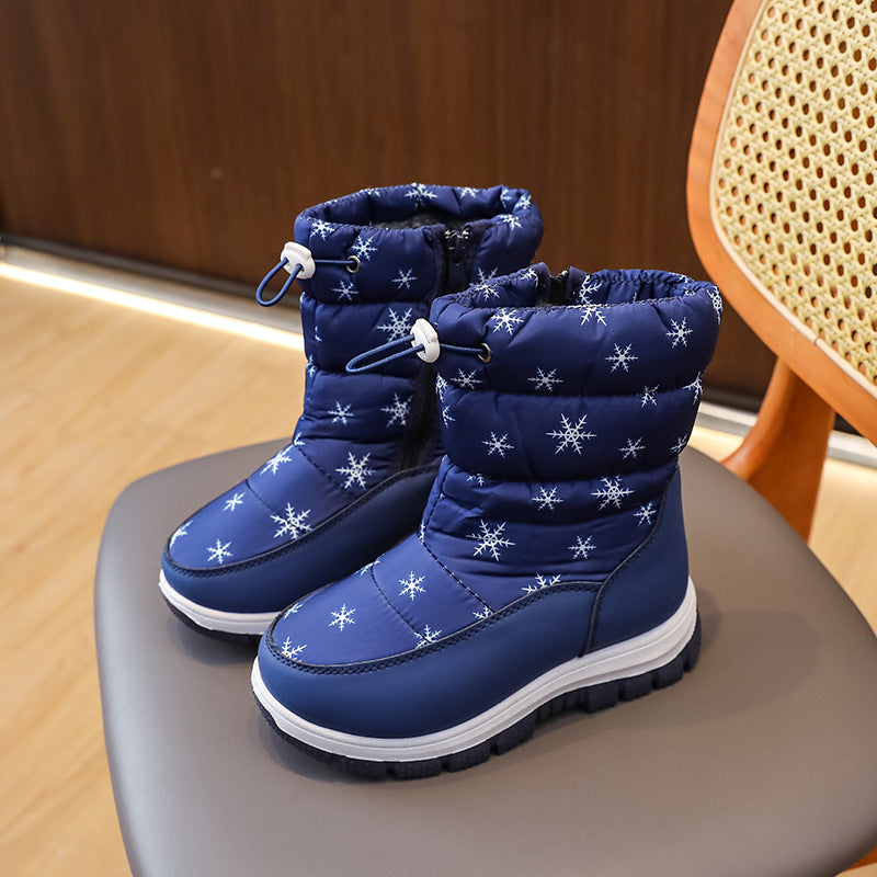 Children's winter snow boots plus velvet and thickened 2024 new Northeast cold-proof cotton shoes boys and girls waterproof cotton boots