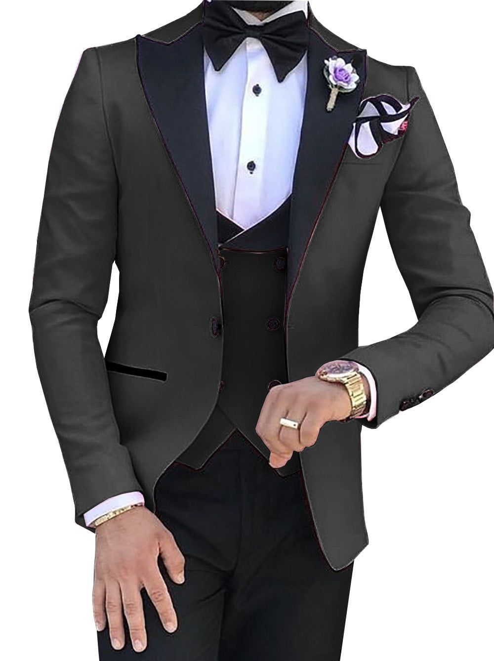 Cross-border Explosive Men's Suit Three-piece Suit Gun Barge Collar Wedding Suit Men's Suit One Drop Shipping Factory
