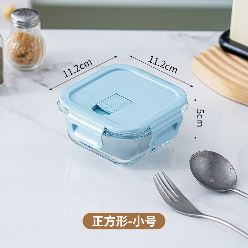 Glass lunch box can be put into the microwave student heating lunch box rectangular lunch box office worker fresh-keeping box household bowl