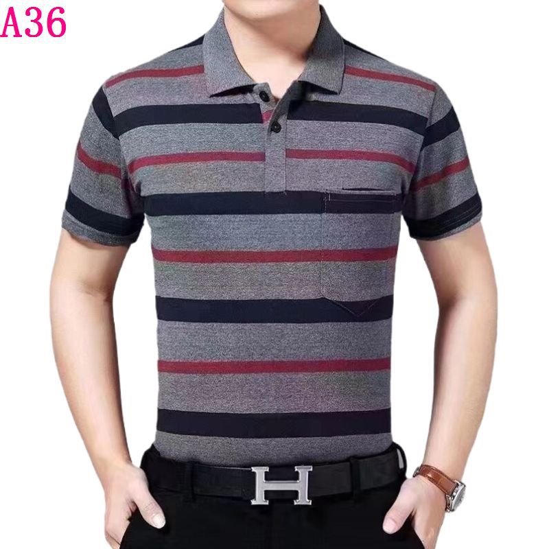 Real pocket summer men's short-sleeved T-shirt wholesale lapel loose middle-aged t-shirt casual trend dad outfit