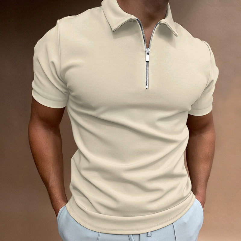 Cross-border 2023 spring men's polo shirt solid color short-sleeved lapel t-shirt casual fit tops European and American men's clothing