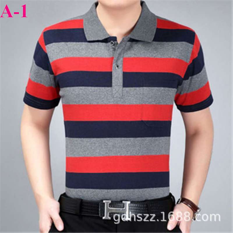 Real pocket summer men's short-sleeved T-shirt wholesale lapel loose middle-aged t-shirt casual trend dad outfit