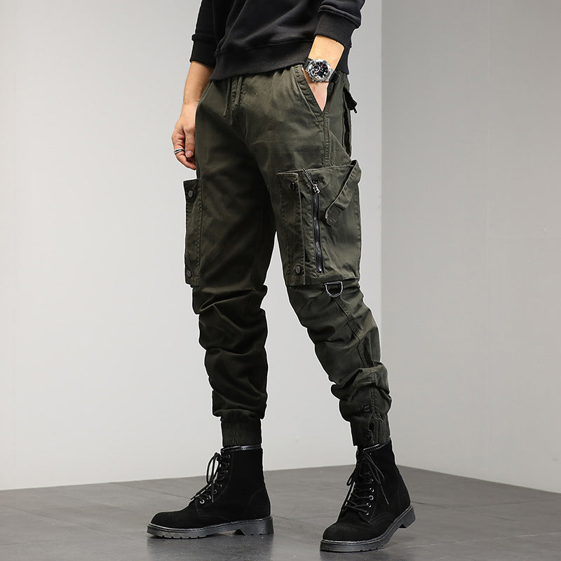 Cross-border overalls men's autumn new Korean version of the trend men's harem pencil pants loose feet with multiple pockets trousers