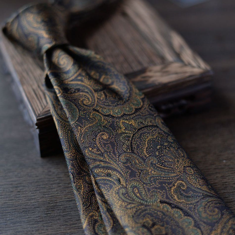 Necktie business tie silk hand tie men's fashion retro business casual professional dress 8CM boxed