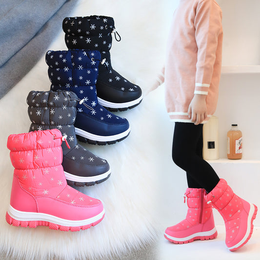 Manufacturers wholesale children's snow boots all year round boys cotton shoes middle and large children plus velvet warm winter boots foreign trade girls winter boots