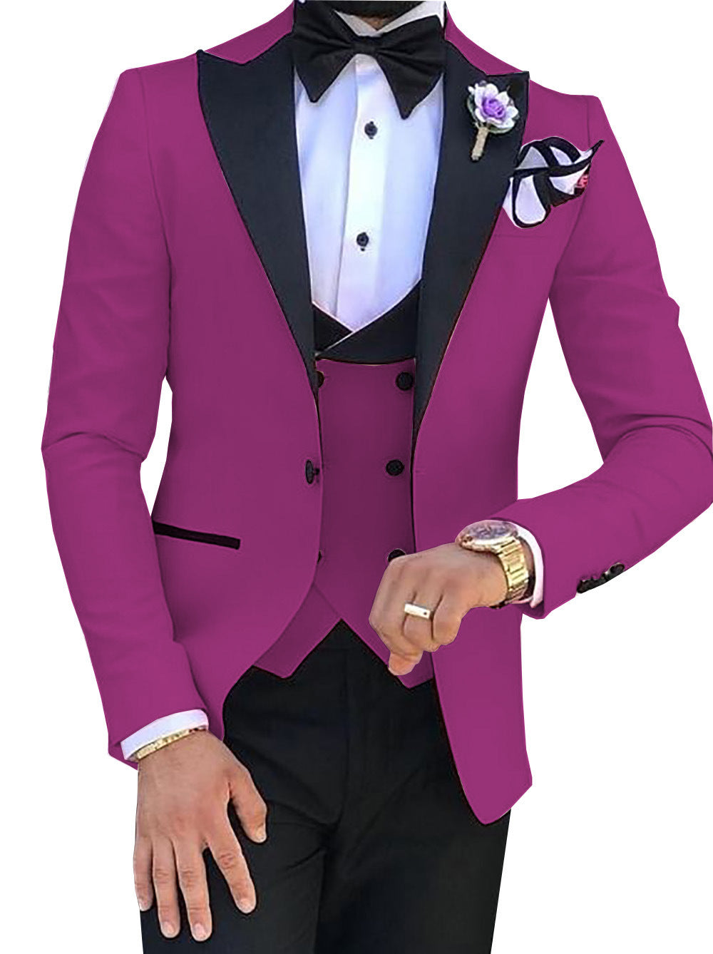Cross-border Explosive Men's Suit Three-piece Suit Gun Barge Collar Wedding Suit Men's Suit One Drop Shipping Factory