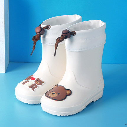 Children's rain boots kindergarten baby new style girls non-slip waterproof rain boots drawstring boy water shoes cartoon high