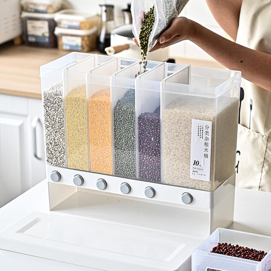 Household Japanese-style wall-mounted rice storage box moisture-proof and insect-proof sealed pull miscellaneous grain tank large capacity multi-compartment miscellaneous grain rice bucket