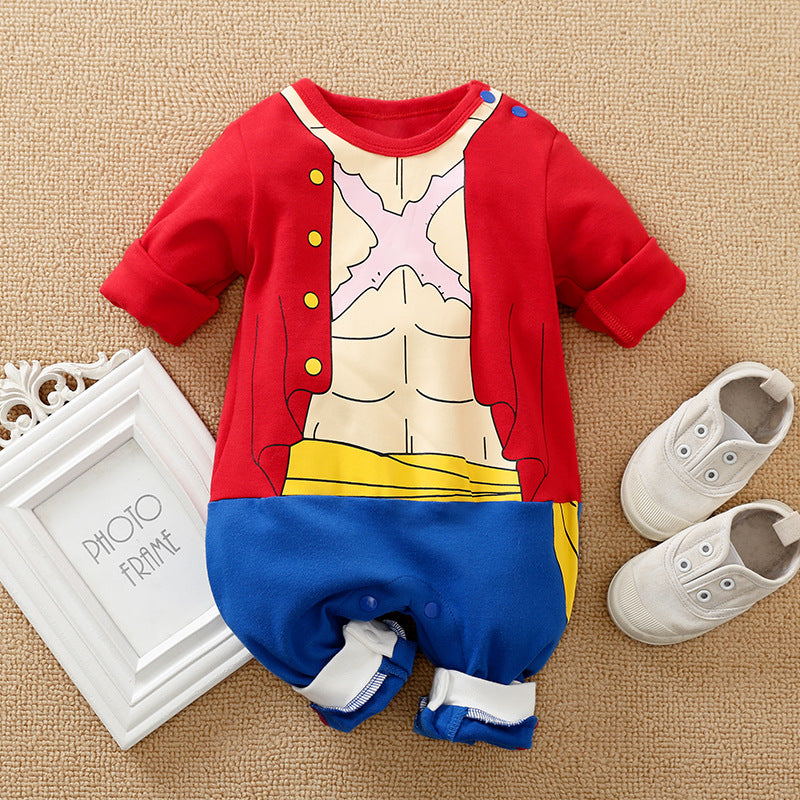 Baby Spring and Autumn Clothing Cotton Long Sleeve Harness Category A Outerwear Animation Themed Newborn Onesie Romper