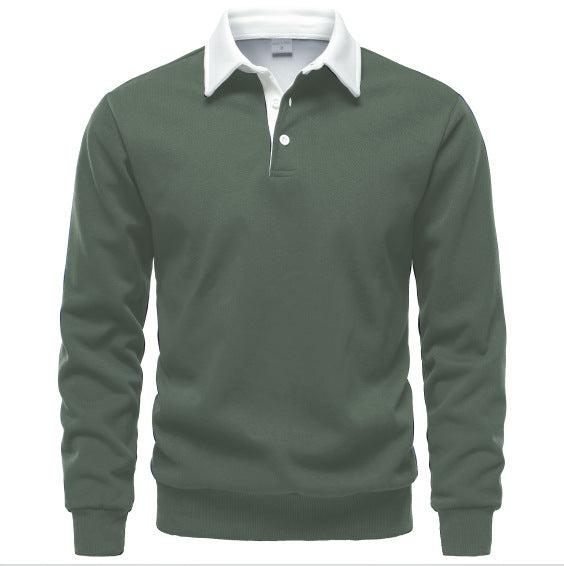 2024 new autumn long-sleeved Polo collar sweatshirt trendy European size foreign trade men's sweatshirt high-quality casual all-match