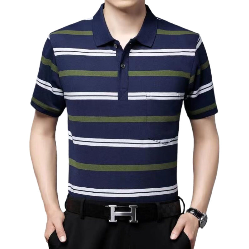 Real pocket summer men's short-sleeved T-shirt wholesale lapel loose middle-aged t-shirt casual trend dad outfit