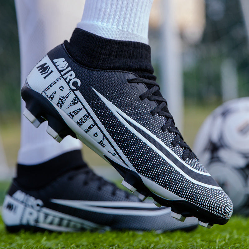 Cross-border high-top football shoes couple models boys and girls broken nails tf artificial turf game sports football training shoes