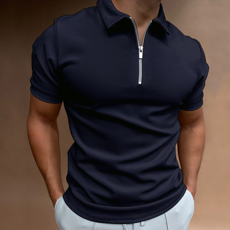 Cross-border 2023 spring men's polo shirt solid color short-sleeved lapel t-shirt casual fit tops European and American men's clothing