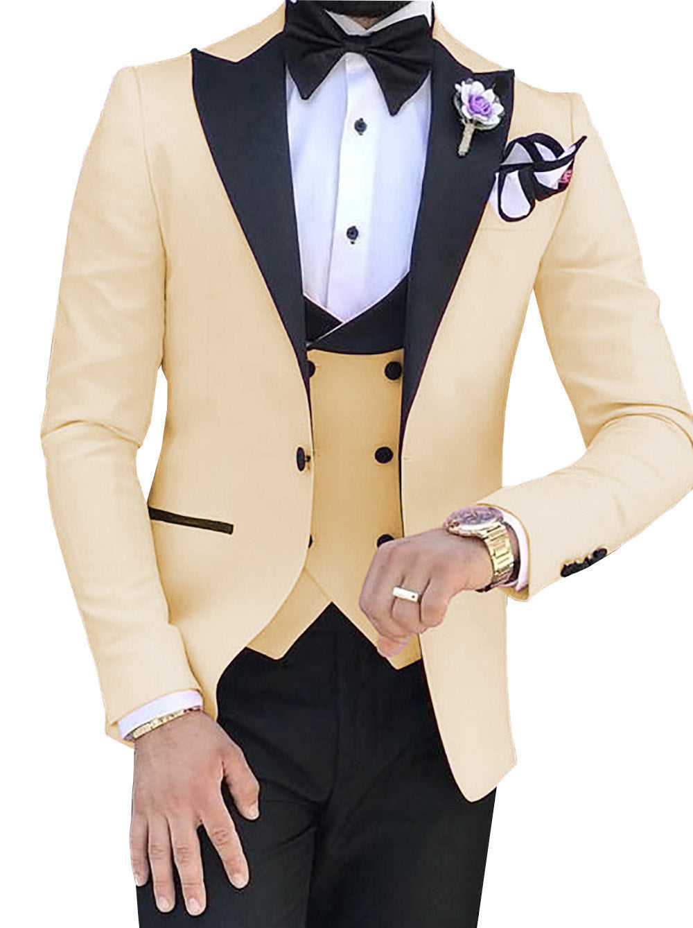 Cross-border Explosive Men's Suit Three-piece Suit Gun Barge Collar Wedding Suit Men's Suit One Drop Shipping Factory