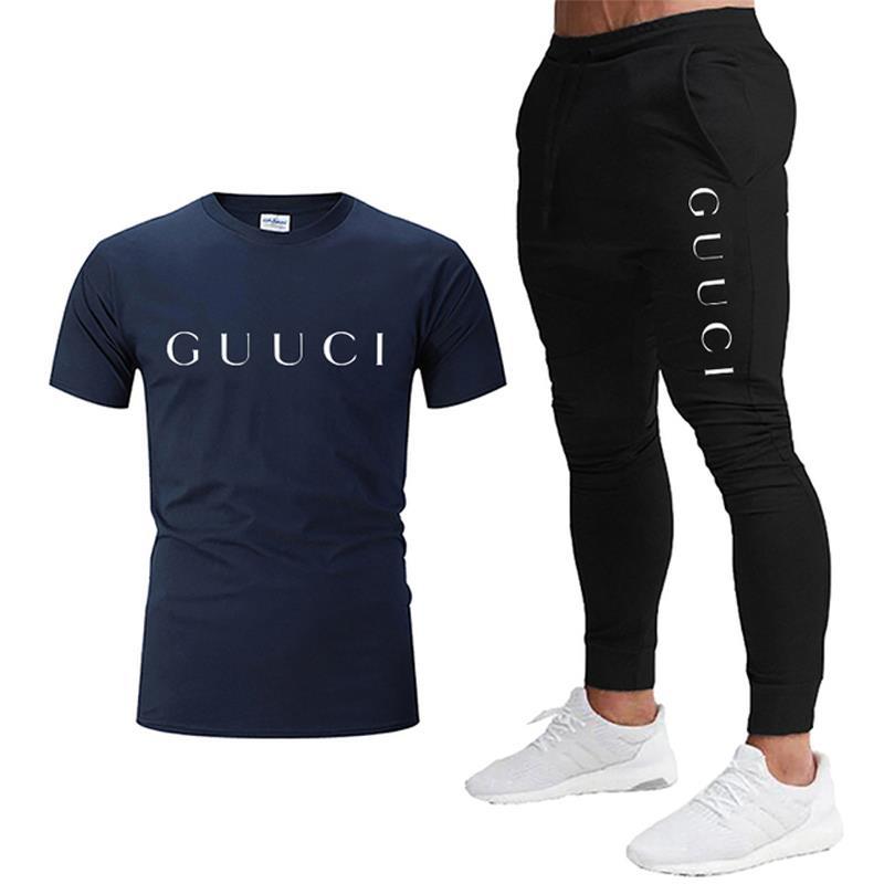 2023 foreign trade new hot-selling summer men's trousers casual fashion shorts nine-point sports casual T-shirt suit