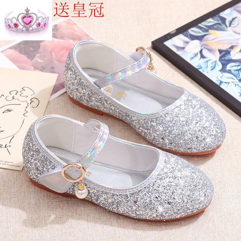 Princess shoes, crystal shoes, girls' flat-soled children's autumn shoes, little princess soft-soled shoes, host catwalk dress performance shoes