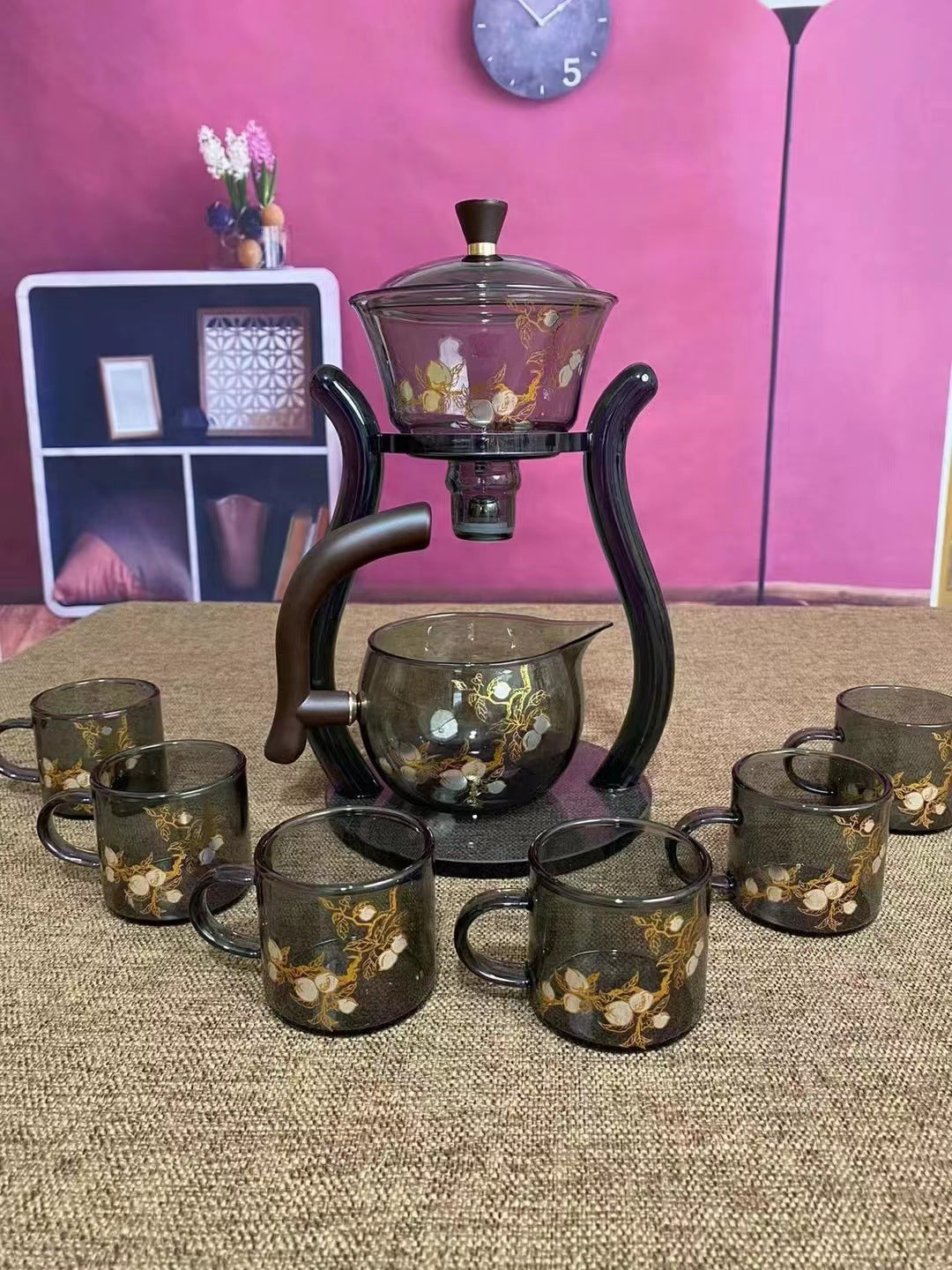 Semi-automatic glass tea set set lazy tea set lazy tea maker office glass all-in-one tea maker