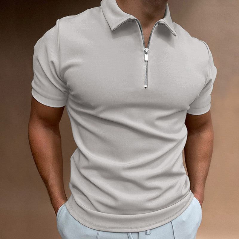 Cross-border 2023 spring men's polo shirt solid color short-sleeved lapel t-shirt casual fit tops European and American men's clothing