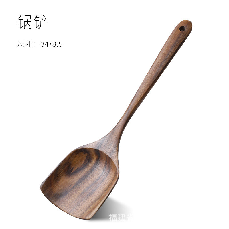 Cross-border acacia wood Amazon wooden shovel cooking shovel filter shovel wooden soup spoon colander wooden rice spoon noodle spoon set