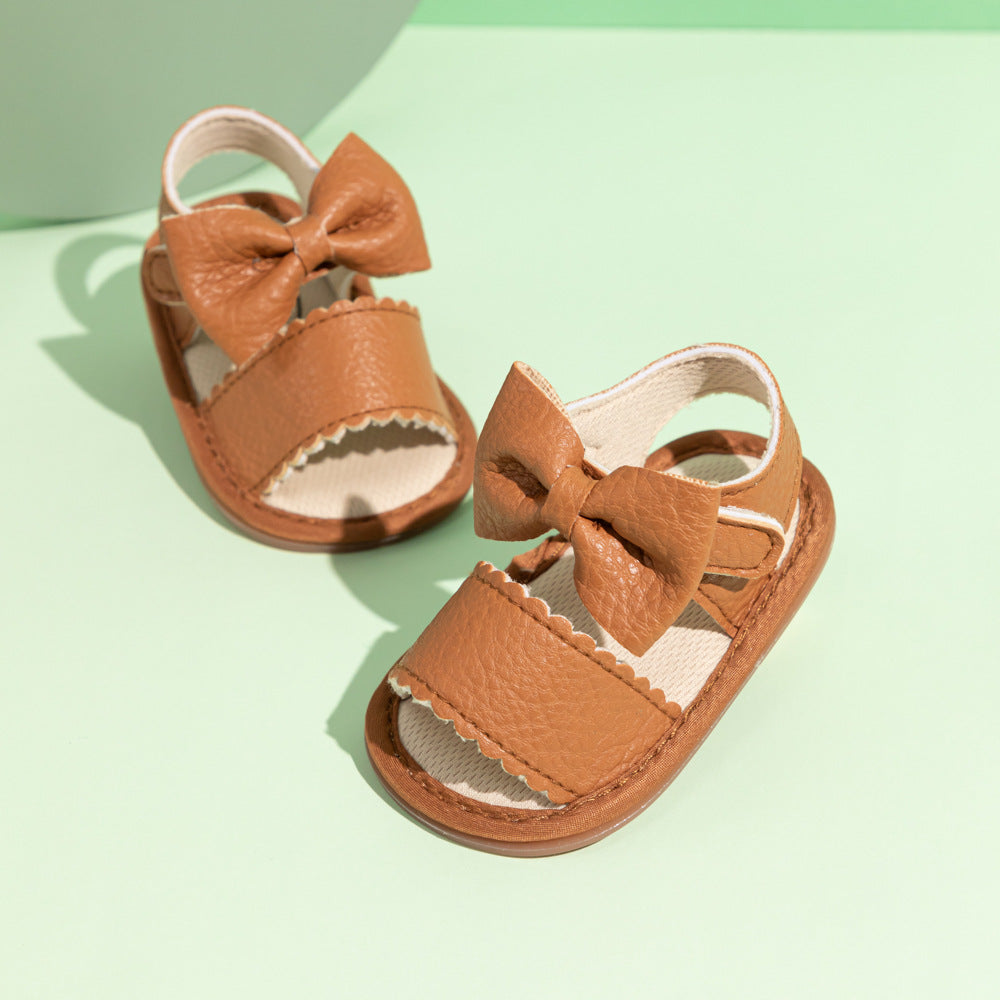 New summer sandals for girls with bowknot PU non-slip soft sole toddler shoes babyshoes