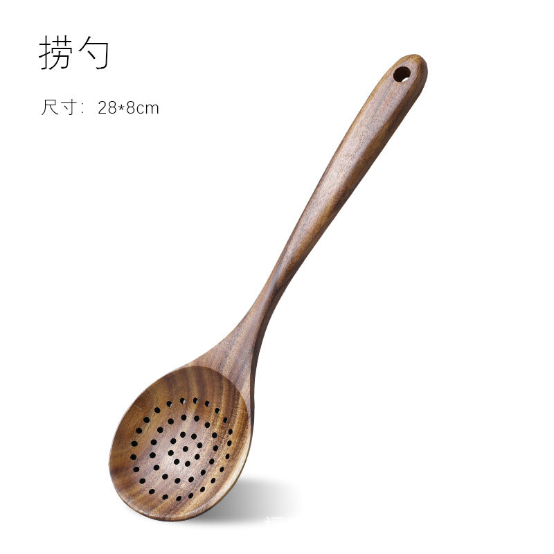 Cross-border acacia wood Amazon wooden shovel cooking shovel filter shovel wooden soup spoon colander wooden rice spoon noodle spoon set