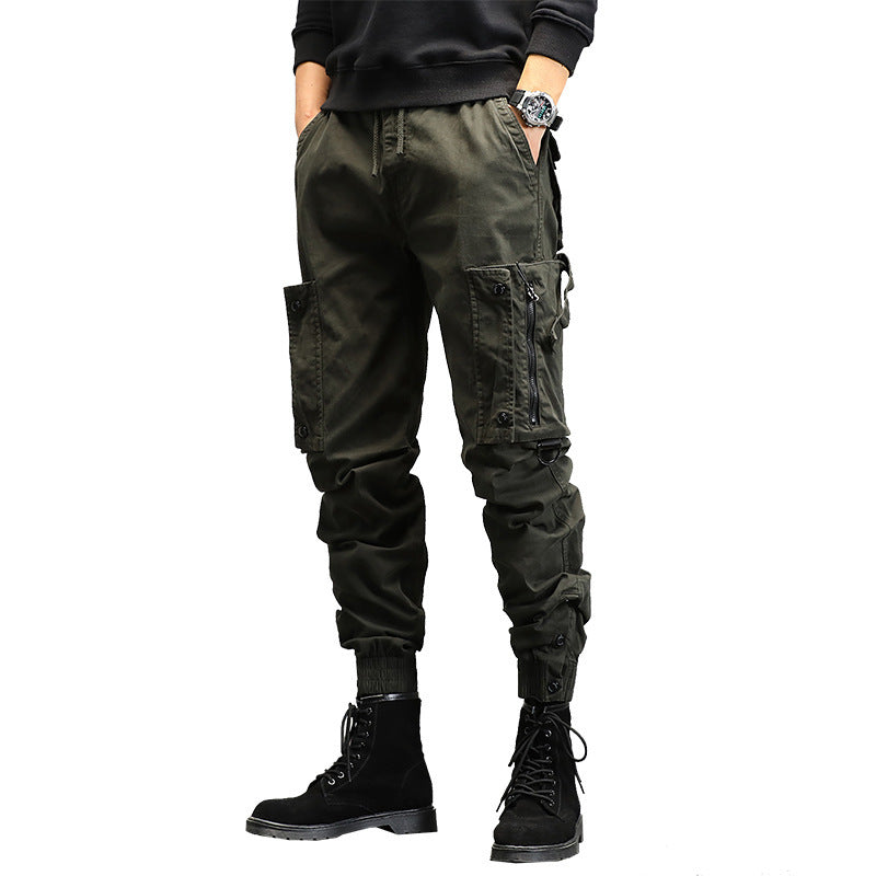 Cross-border overalls men's autumn new Korean version of the trend men's harem pencil pants loose feet with multiple pockets trousers