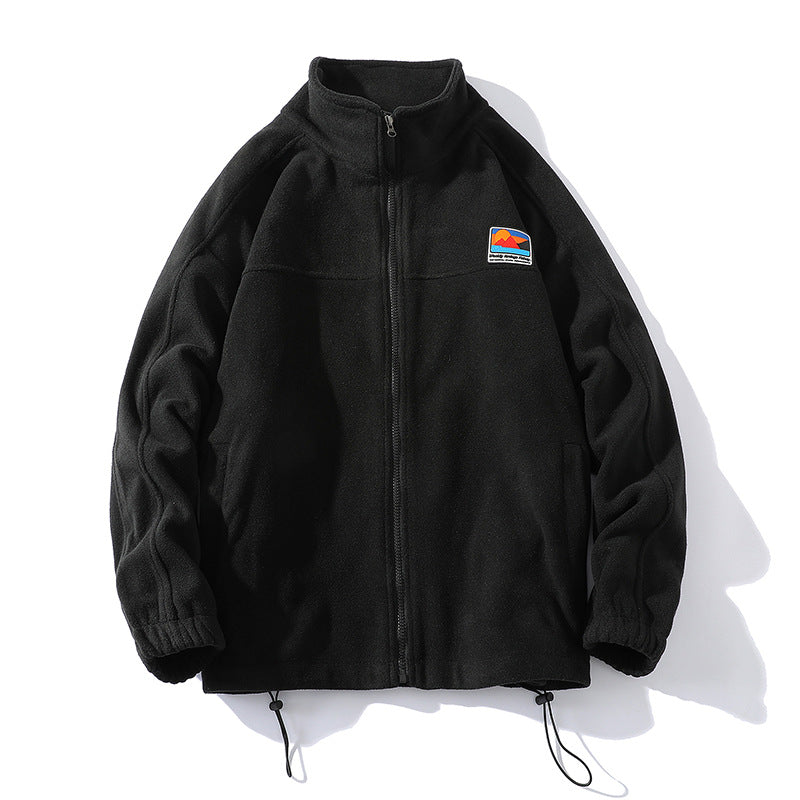 Autumn and winter new national fashion men's sweatshirt couple's shirt American patch embroidered LOGO cardigan men's sweatshirt stand collar jacket