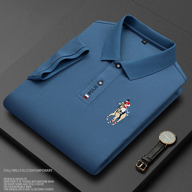 2023 hot style POLO shirt men's business short-sleeved T-shirt new men's lapel loose large size half-sleeved factory direct sales