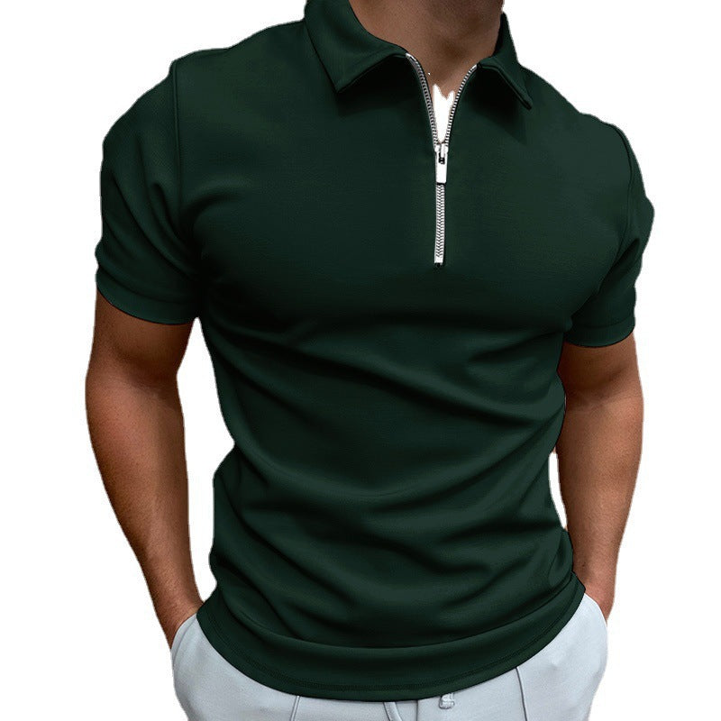 Cross-border 2023 spring men's polo shirt solid color short-sleeved lapel t-shirt casual fit tops European and American men's clothing
