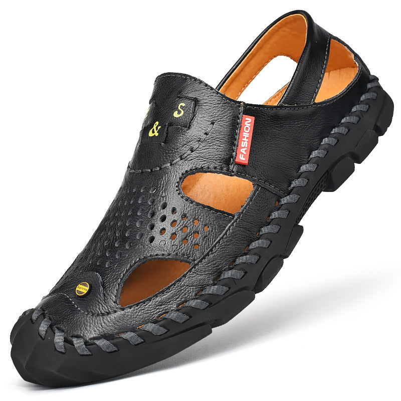 Sandals men summer 2023 new outdoor soft sole casual shoes men Korean style trendy men's breathable beach shoes driving