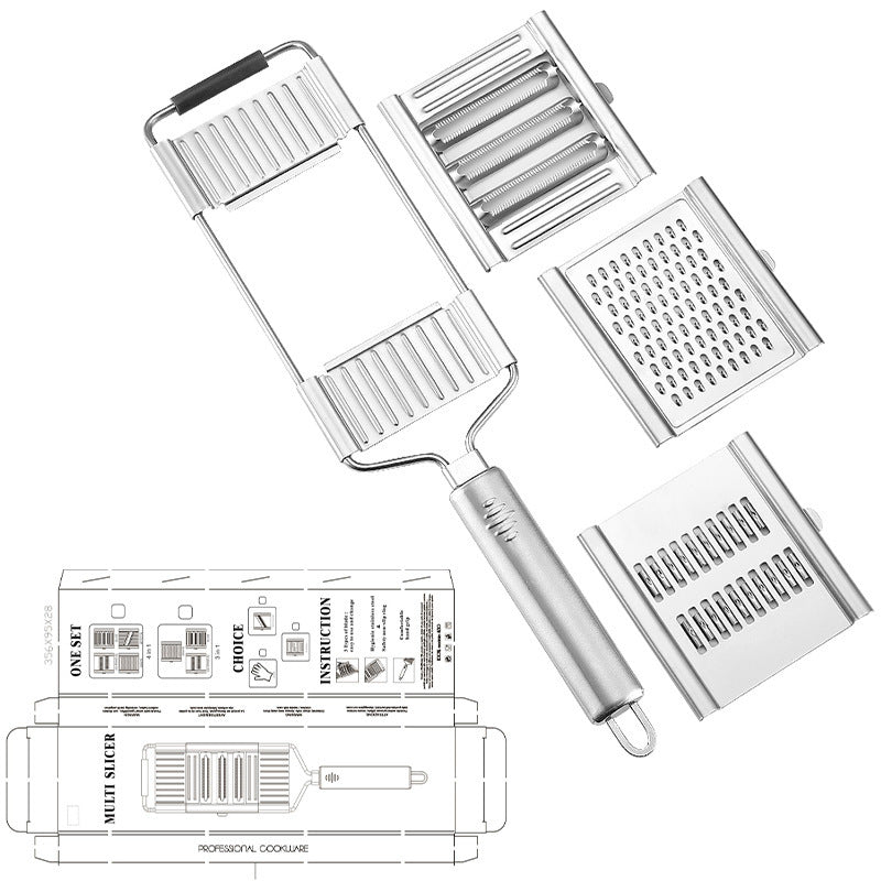 Koke stainless steel vegetable cutter cross-border Amazon can sell shredded slices three-in-one four-in-one optional