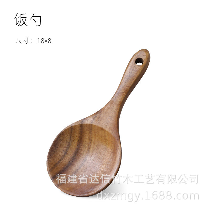 Cross-border acacia wood Amazon wooden shovel cooking shovel filter shovel wooden soup spoon colander wooden rice spoon noodle spoon set