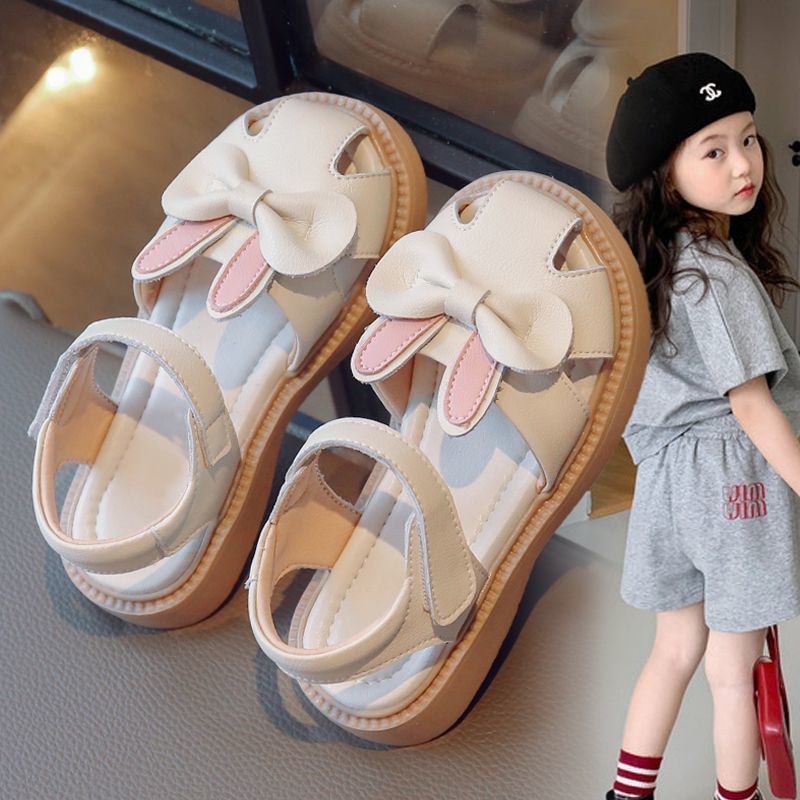 Girls shoes children's cute princess shoes 2024 new summer little girl baby hot style soft bottom closed toe sandals