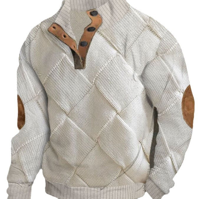 Cross-border foreign trade men's sweatshirt henley shirt 3d digital printing Christmas series four-button henley collar hot sale