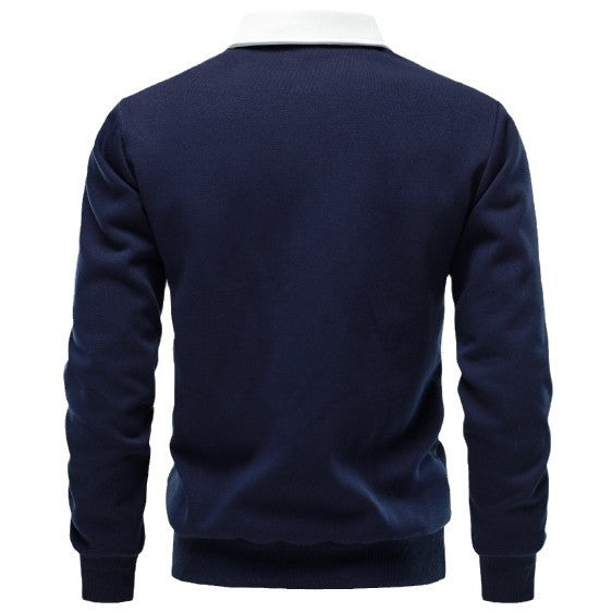 2024 new autumn long-sleeved Polo collar sweatshirt trendy European size foreign trade men's sweatshirt high-quality casual all-match