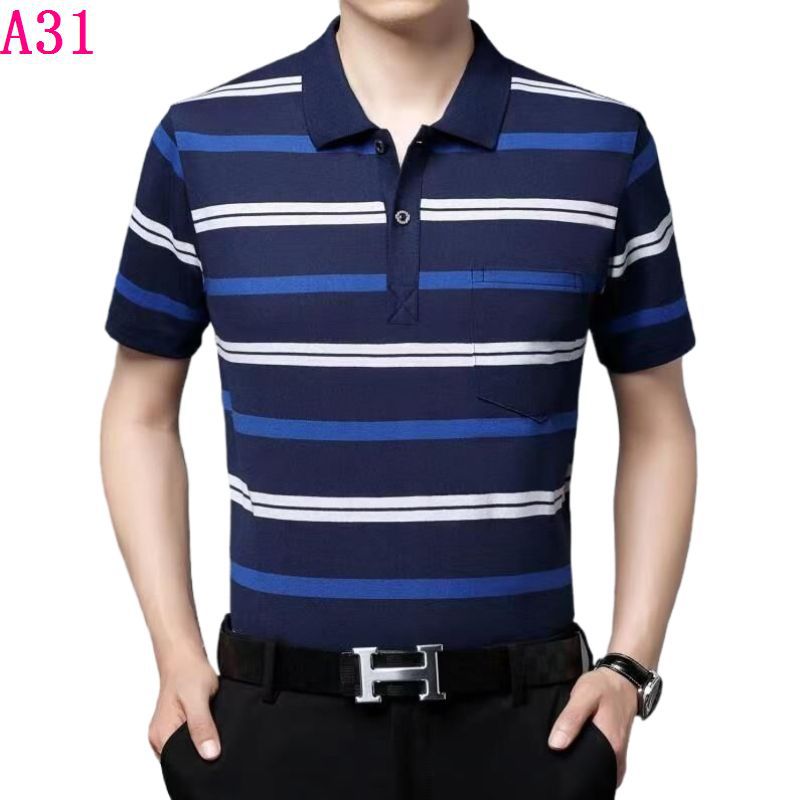 Real pocket summer men's short-sleeved T-shirt wholesale lapel loose middle-aged t-shirt casual trend dad outfit
