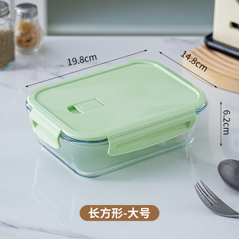 Glass lunch box can be put into the microwave student heating lunch box rectangular lunch box office worker fresh-keeping box household bowl