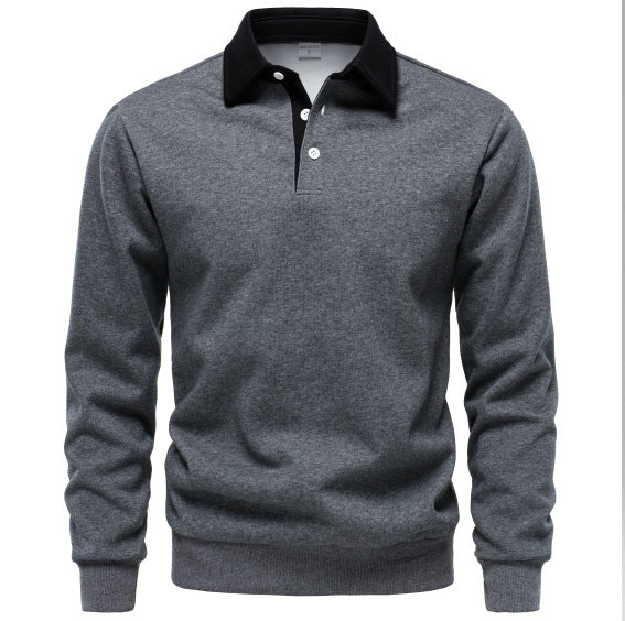 2024 new autumn long-sleeved Polo collar sweatshirt trendy European size foreign trade men's sweatshirt high-quality casual all-match