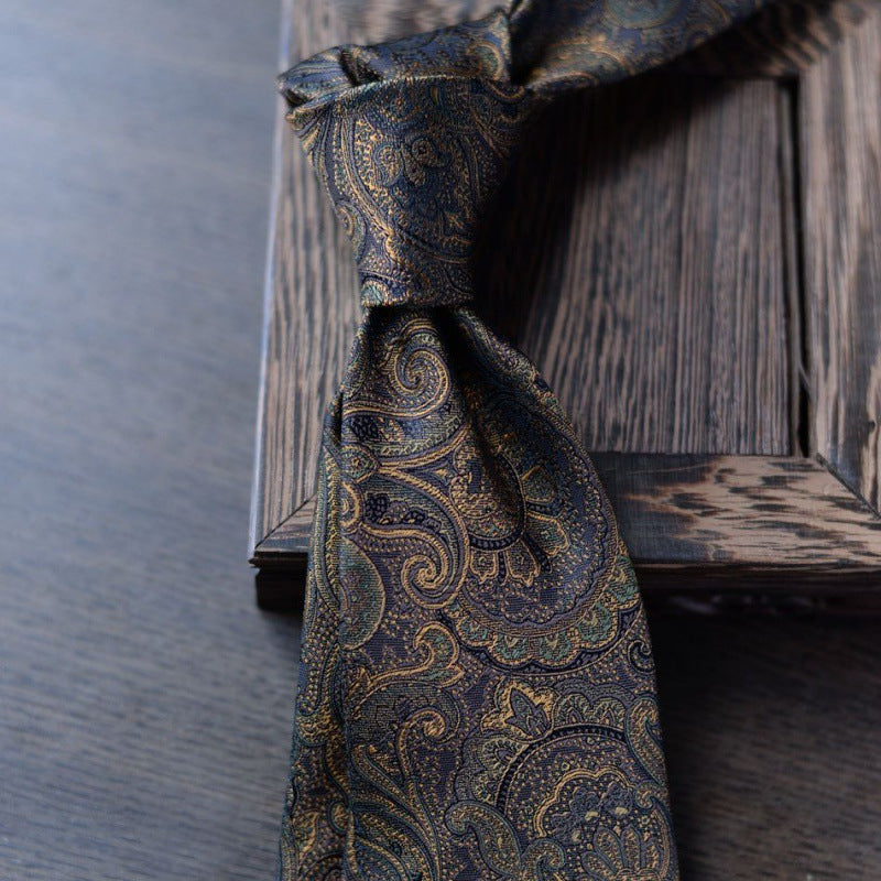 Necktie business tie silk hand tie men's fashion retro business casual professional dress 8CM boxed