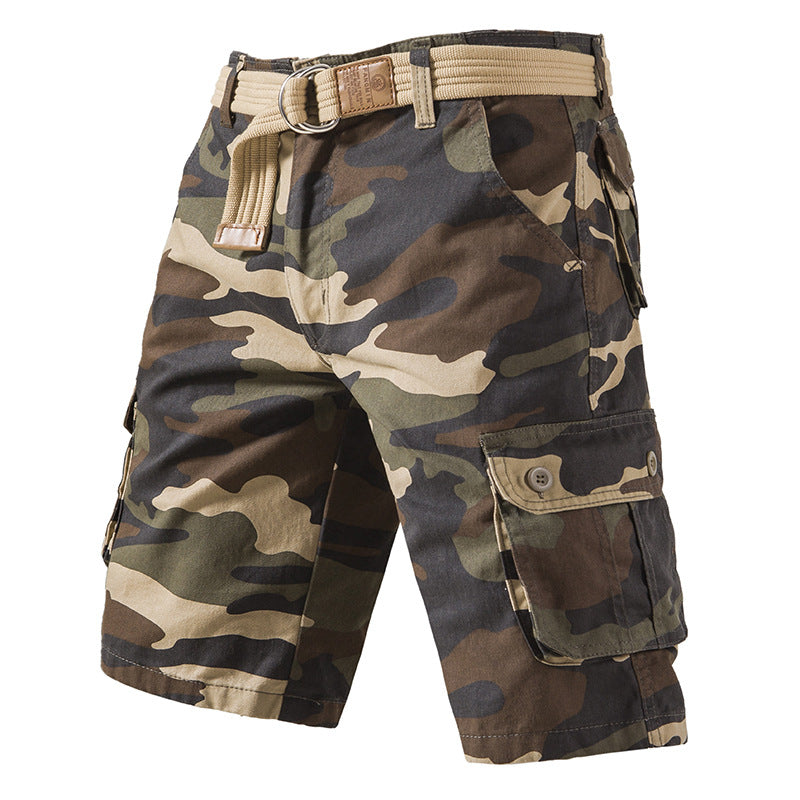 （no belt！）Summer pure cotton shorts men's casual shorts thin camouflage shorts workwear shorts large size loose breeches（no belt！）