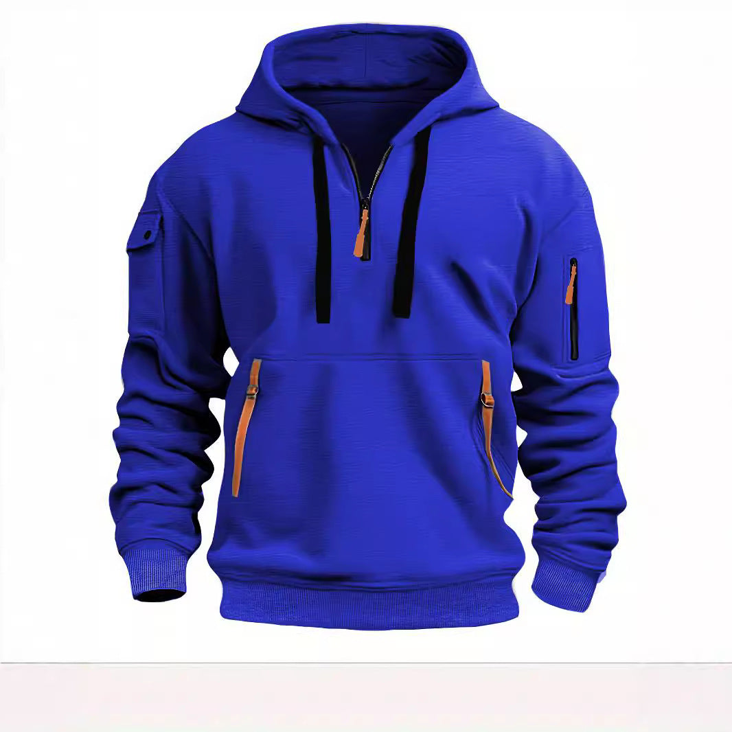2024 new cross-border autumn and winter men's sweatshirt hooded zipper multi-pocket pullover men's sports casual jacket