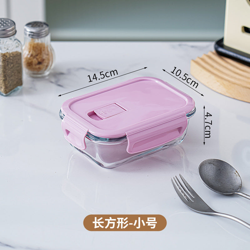 Glass lunch box can be put into the microwave student heating lunch box rectangular lunch box office worker fresh-keeping box household bowl