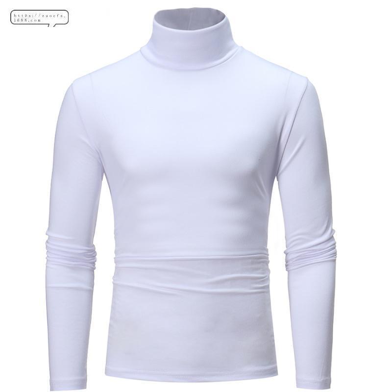 2022 casual quick-drying autumn and winter new youth men's high-necked thin section solid color slim fashion long-sleeved T-shirt